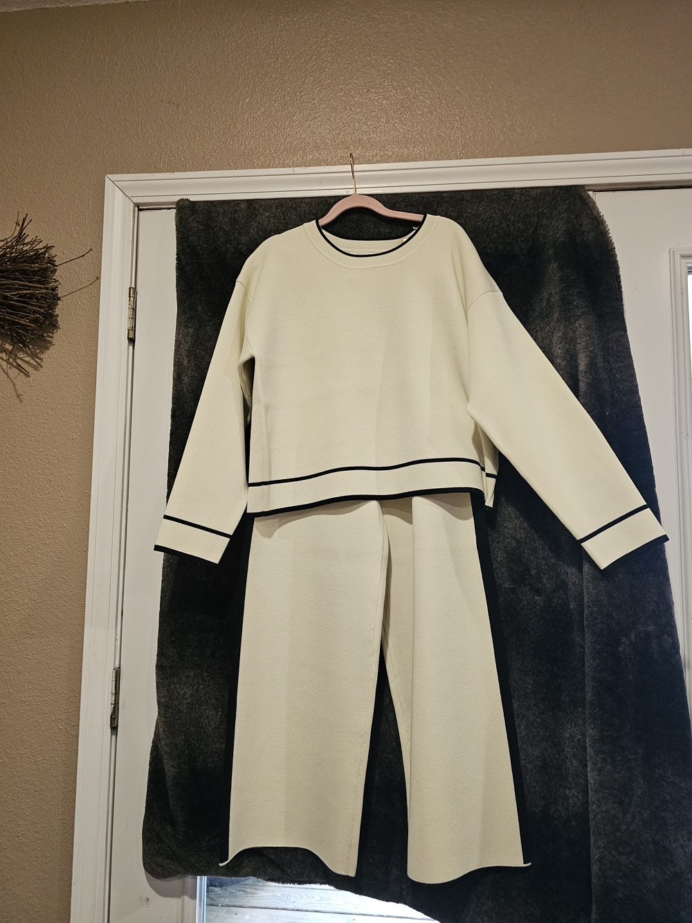 Cream Two-Piece Set with Black Trim